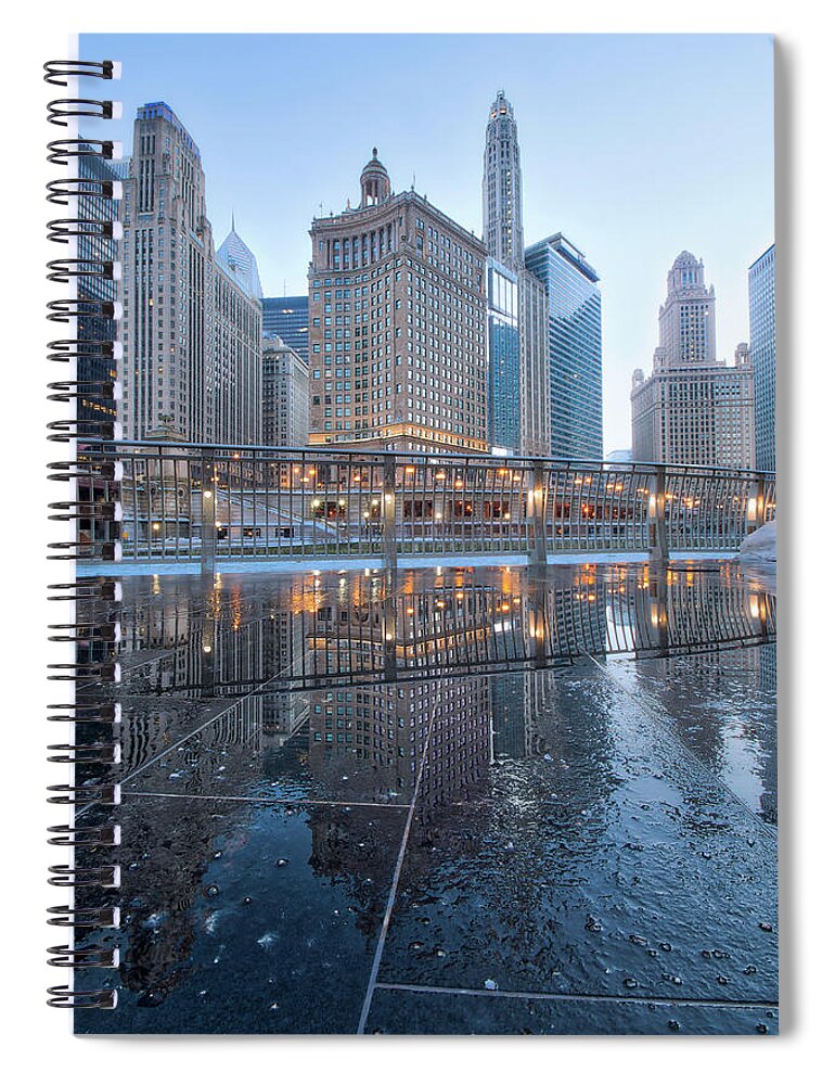 Chicago Spiral Notebook featuring the photograph Icy Reflections by Raf Winterpacht