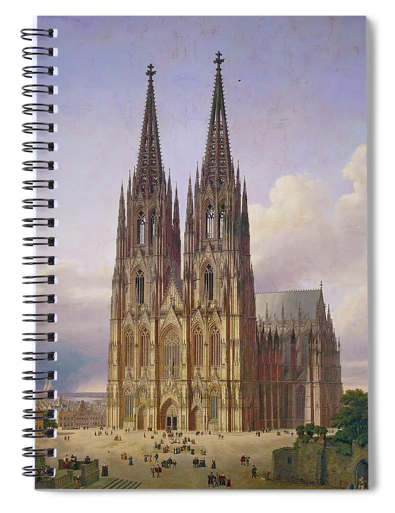 Idealansicht Des Kölner Doms Spiral Notebook featuring the digital art Ideal View of Cologne Cathedral, 1830s by Carl Hasenpflug
