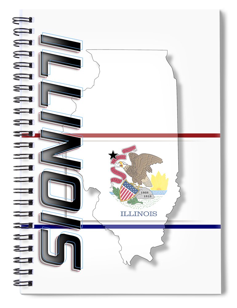 Illinois Spiral Notebook featuring the digital art Illinois State Vertical Print by Rick Bartrand