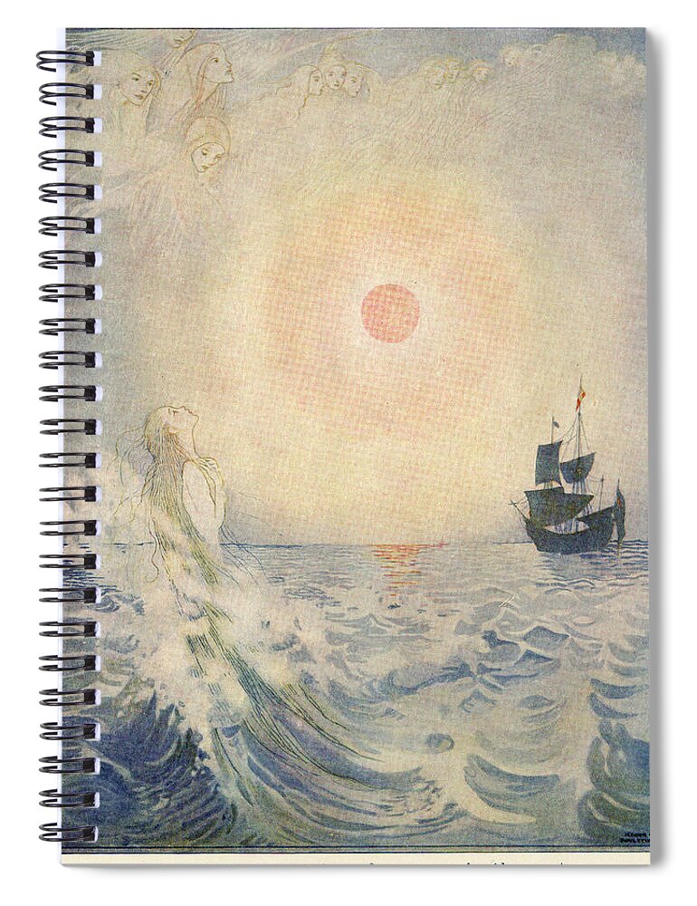 Little Mermaid Spiral Notebook featuring the mixed media The Little Mermaid, Illustration from by Honor C Appleton