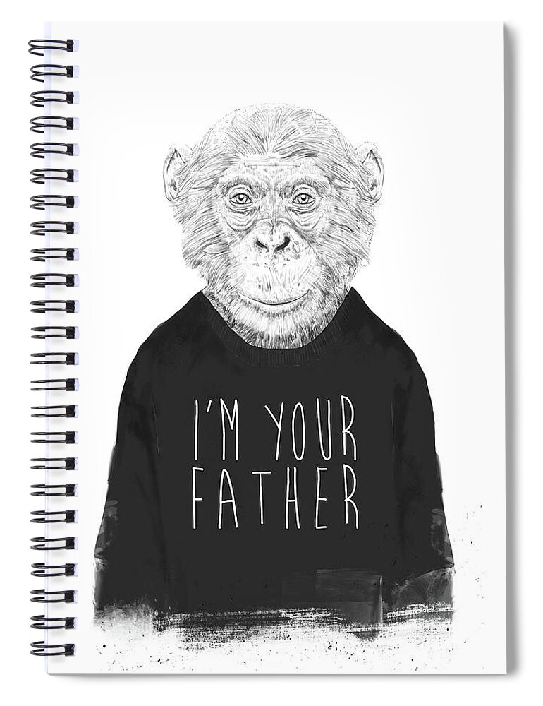 Monkey Spiral Notebook featuring the mixed media I'm your father by Balazs Solti