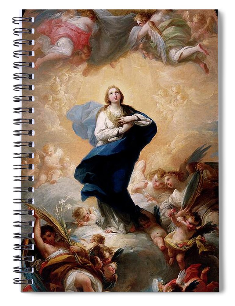 Immaculate Conception Spiral Notebook featuring the painting 'Immaculate Conception', 1781, Spanish School, Oil on canvas, 142 cm x ... by Mariano Salvador Maella -1739-1819-