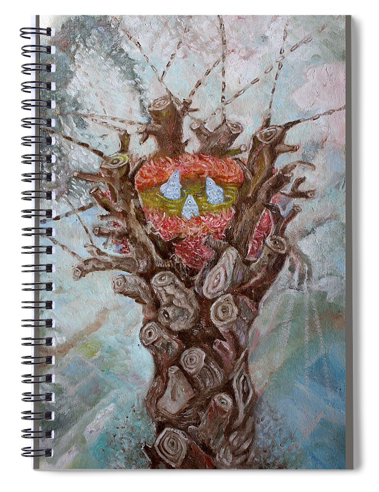 Impermeability Spiral Notebook featuring the painting Impermeability by Elzbieta Goszczycka