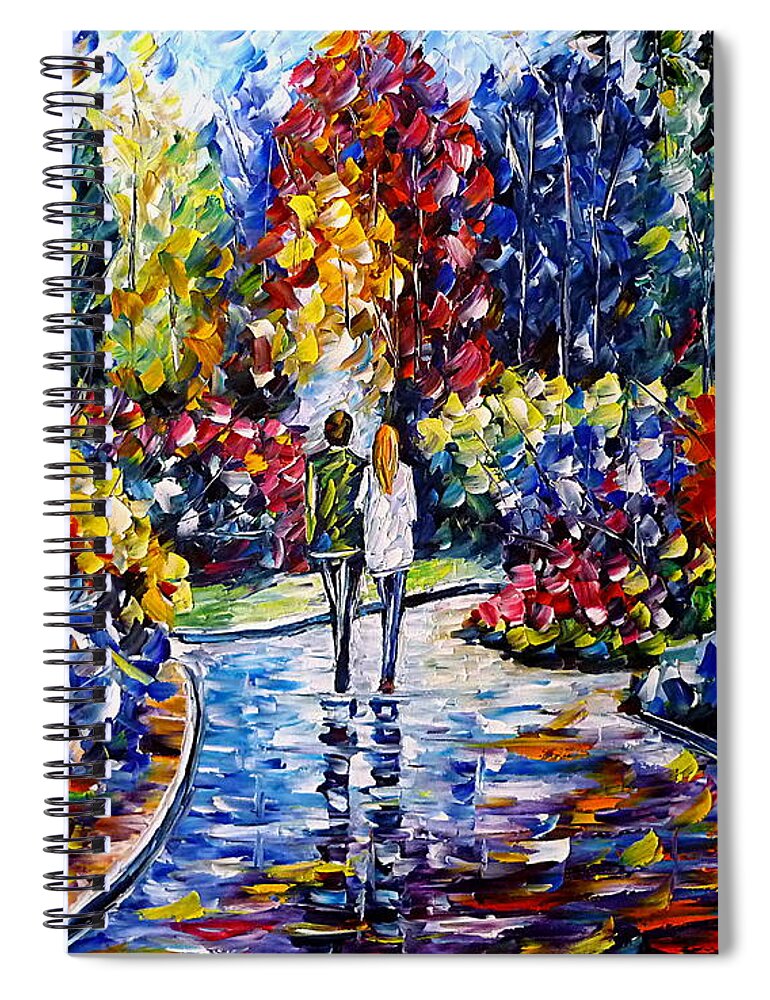 Landscape Painting Spiral Notebook featuring the painting In The Garden by Mirek Kuzniar