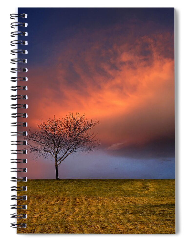 Tranquility Spiral Notebook featuring the photograph In The Hill Of Solitude At Sunset by Carlos Gotay