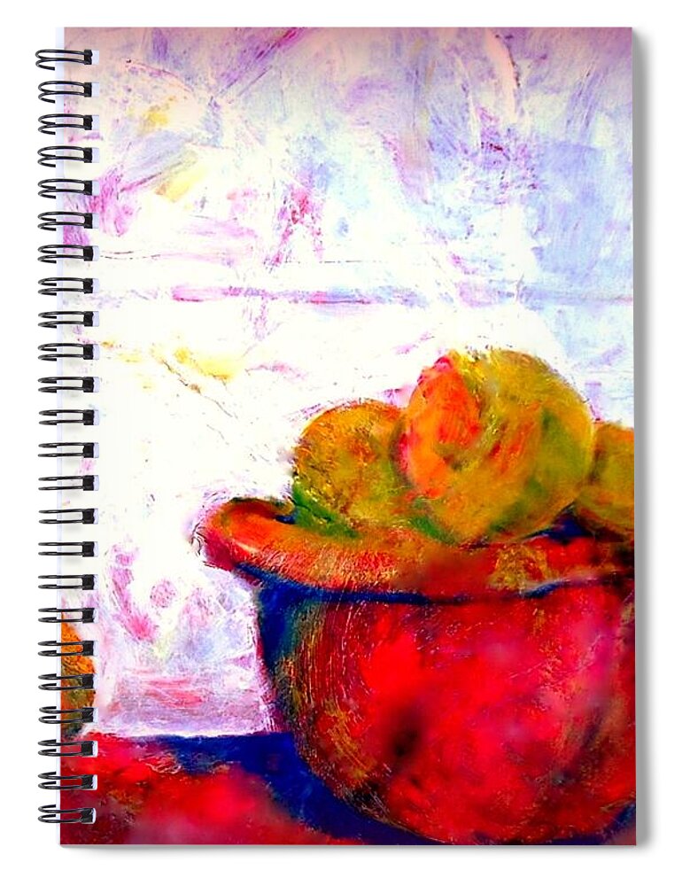 Fruit Bowl Spiral Notebook featuring the painting In The Kitchen by VIVA Anderson