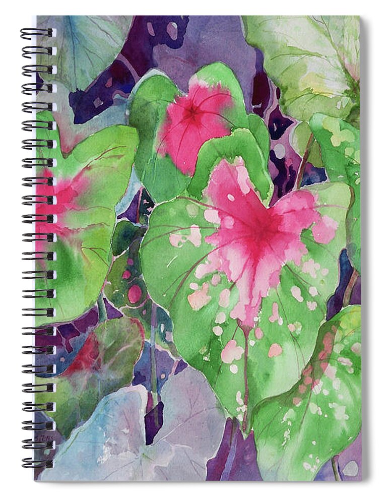 Caladiums Spiral Notebook featuring the painting In the Spotlight by Sue Kemp
