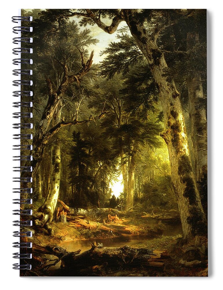 Asher Brown Durand Spiral Notebook featuring the painting In the Woods #5 by Alison Frank