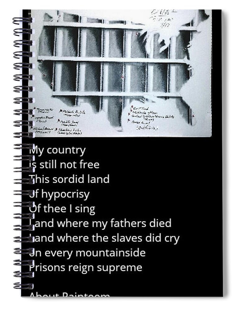 Black Art Spiral Notebook featuring the drawing Incarceration Nation Paintoem by Donald C-Note Hooker