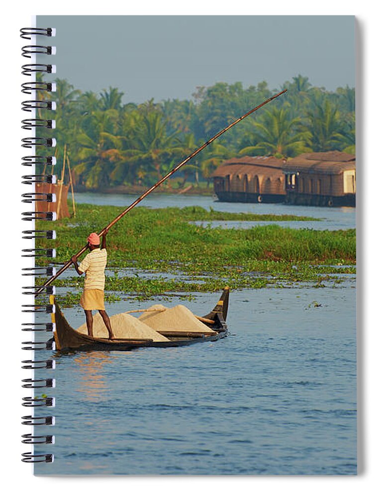 Scenics Spiral Notebook featuring the photograph India, Kerala, Allepey, Backwaters by Tuul & Bruno Morandi