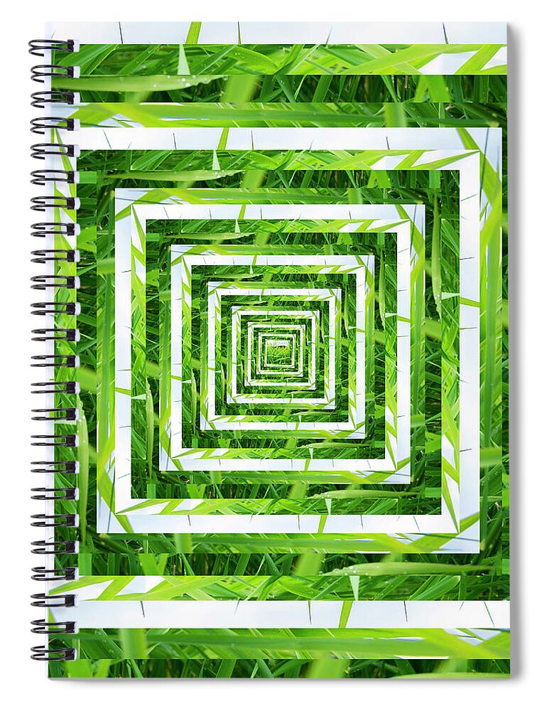 Alpine Spiral Notebook featuring the digital art Infinity Tunnel Lake Grass by Pelo Blanco Photo