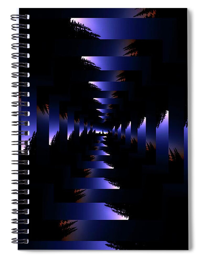 Tree Spiral Notebook featuring the digital art Infinity Tunnel Tree Silhouette Sunrise by Pelo Blanco Photo
