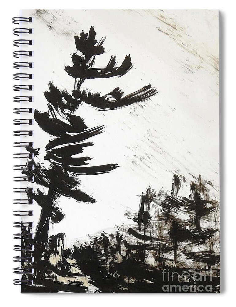 Landscape Spiral Notebook featuring the painting Ink pochade 42 by Petra Burgmann