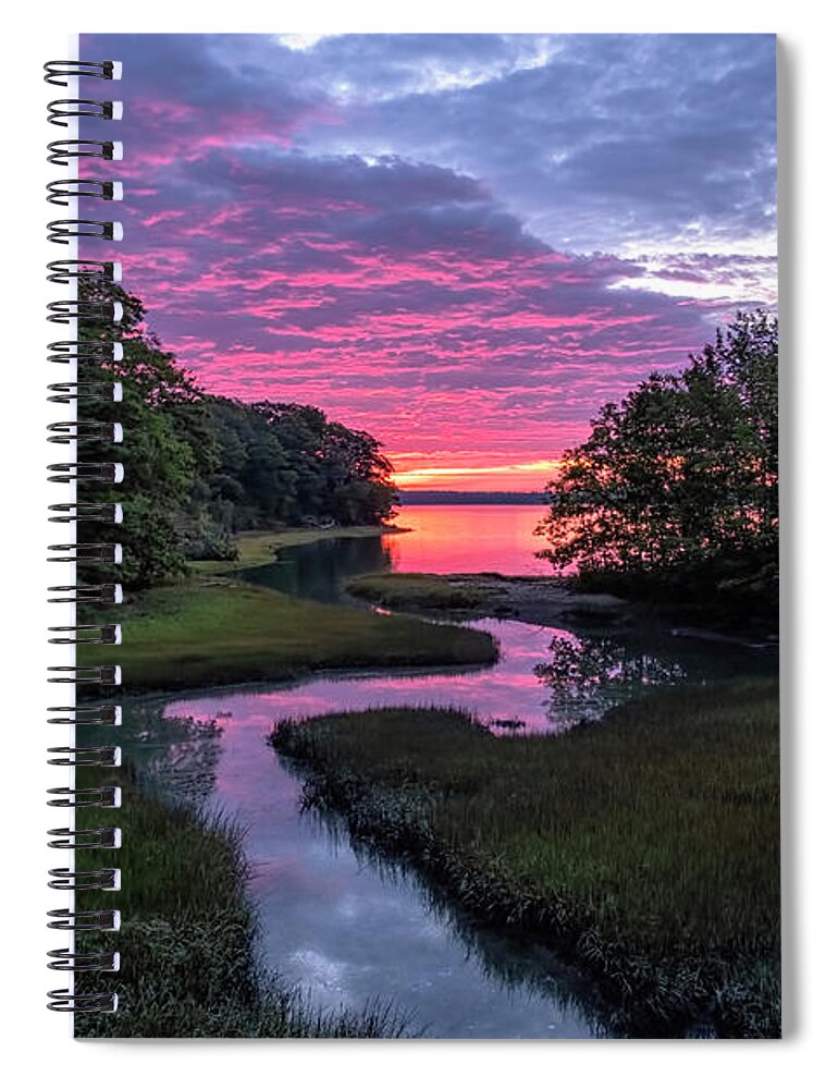 South Freeport Harbor Maine Spiral Notebook featuring the photograph Inlet Sunrise by Tom Singleton