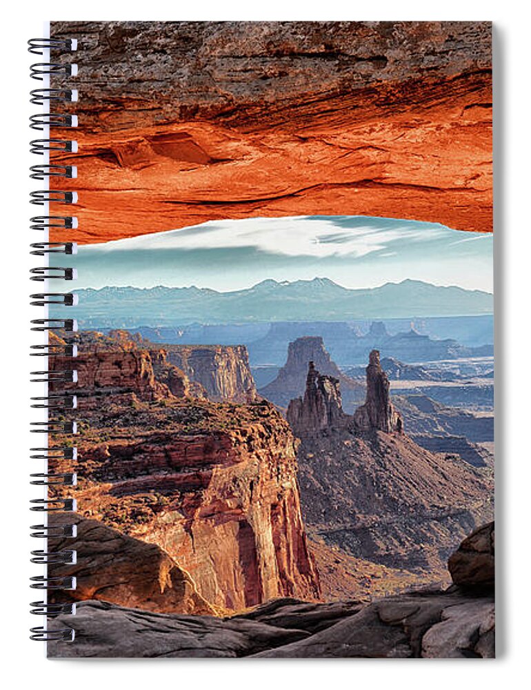Arch Spiral Notebook featuring the photograph Inside Mesa Arch At Sunrise by Jeff R Clow