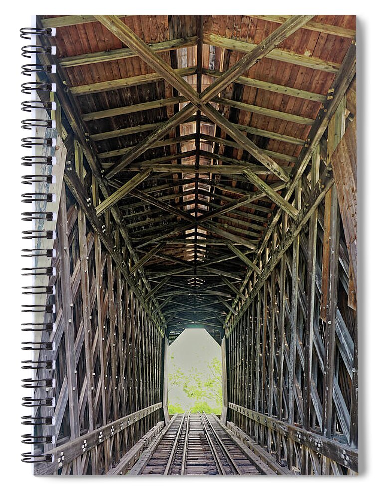 Vermont Spiral Notebook featuring the photograph Fisher Covered Railroad Bridge by Doolittle Photography and Art