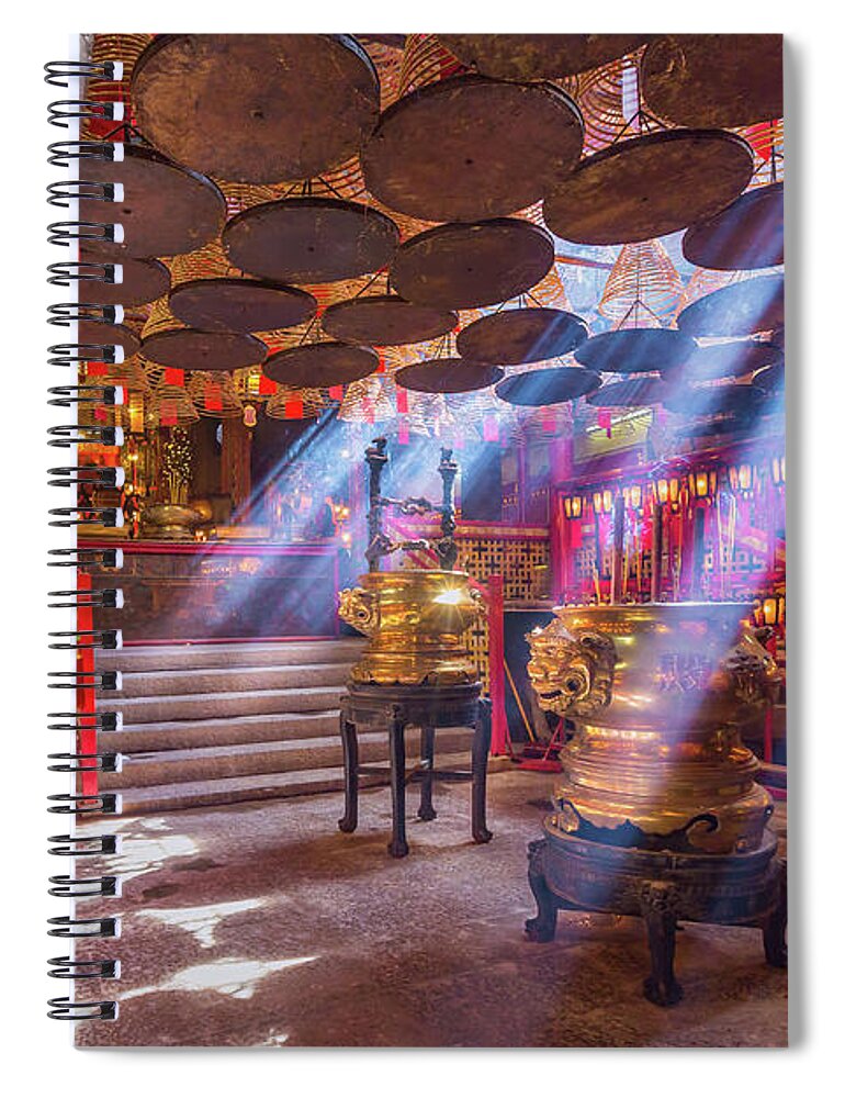 Chinese Culture Spiral Notebook featuring the photograph Inside The Man Mo Temple,hong Kong by Photography By Sanchai Loongroong