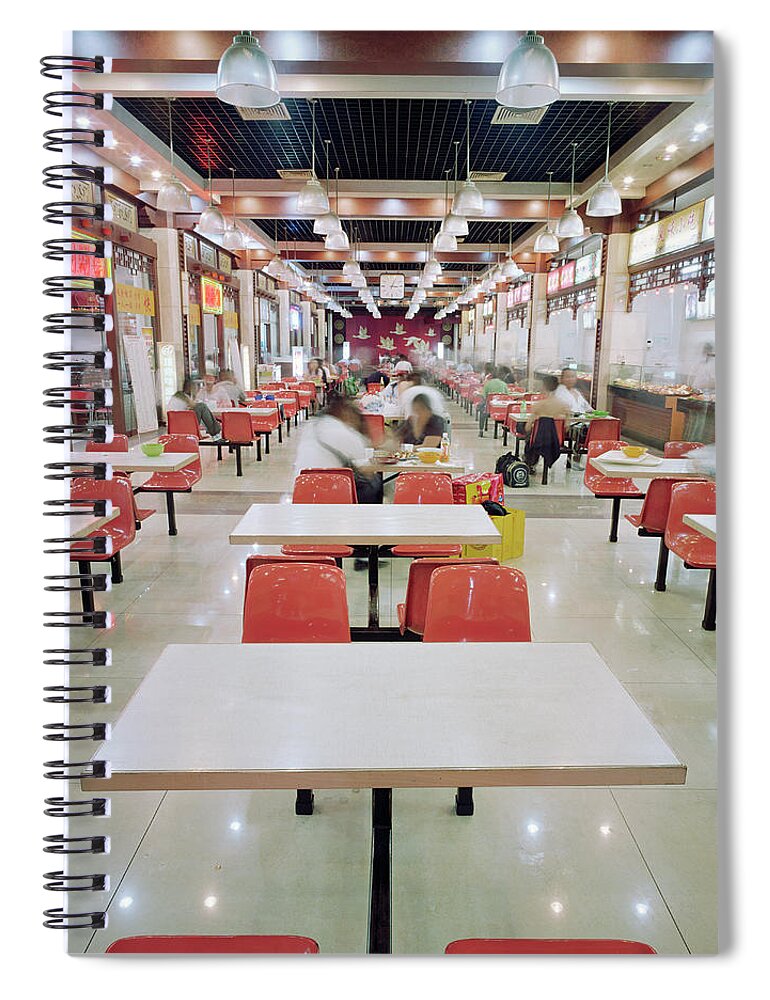 Unhealthy Eating Spiral Notebook featuring the photograph Interior Of Fast Food Restaurant In by Martin Puddy