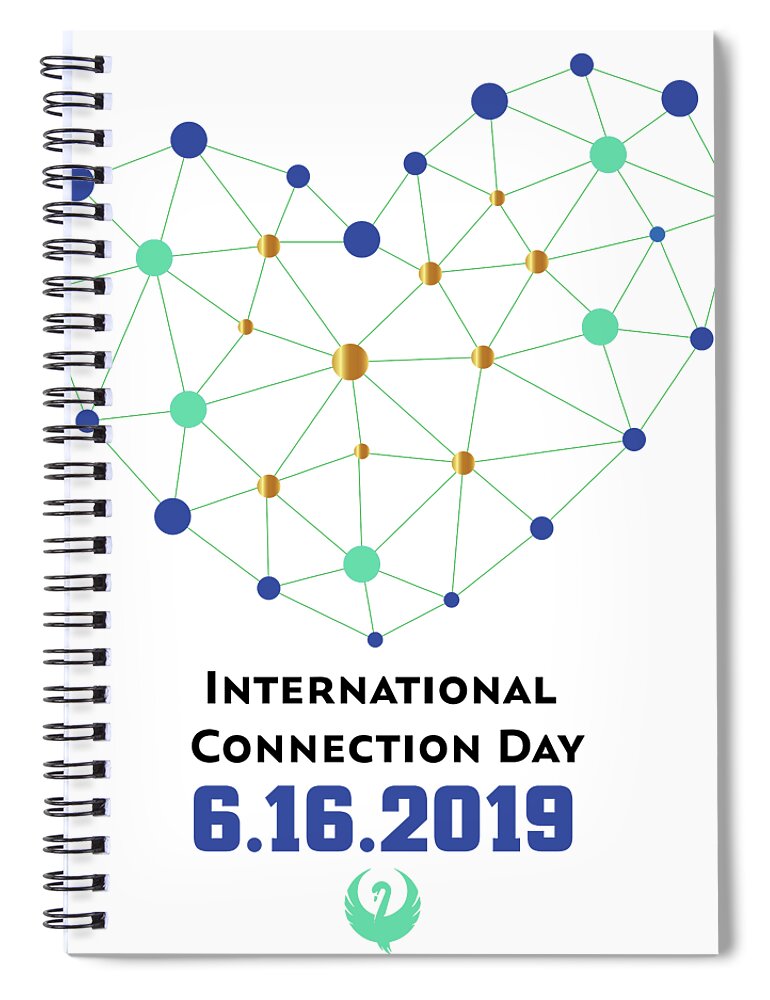  Spiral Notebook featuring the painting International Connection Day 2019 by Teal Eye Print Store