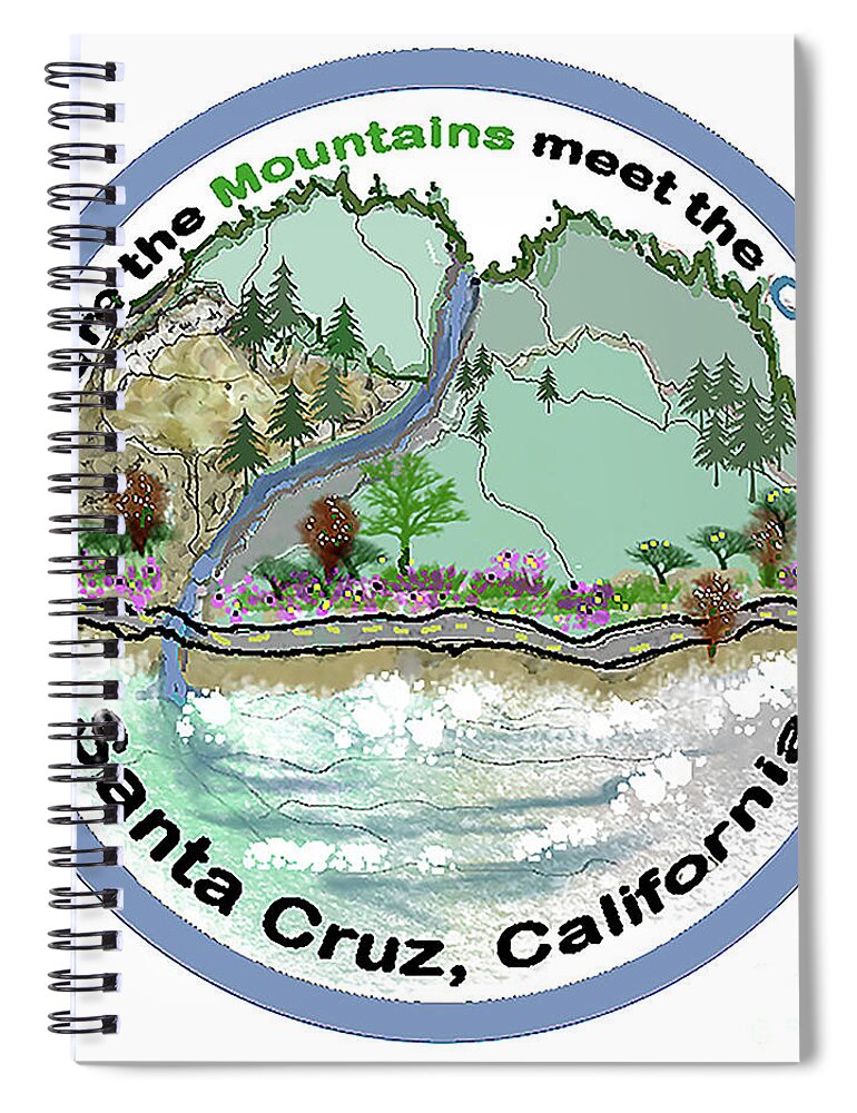 Santa Cruz Mountains Spiral Notebook featuring the mixed media Intersection by Ruth Dailey
