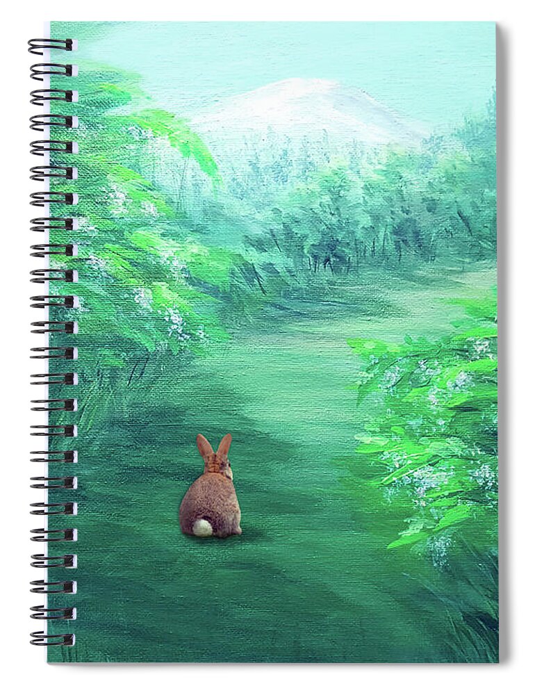 Forest Spiral Notebook featuring the painting Into the Forest by Yoonhee Ko