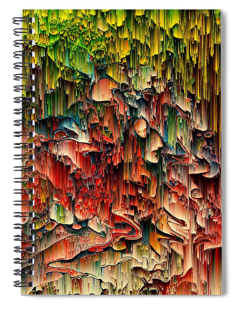 Glitch Spiral Notebook featuring the digital art Intriguing - Pixel Art by Jennifer Walsh