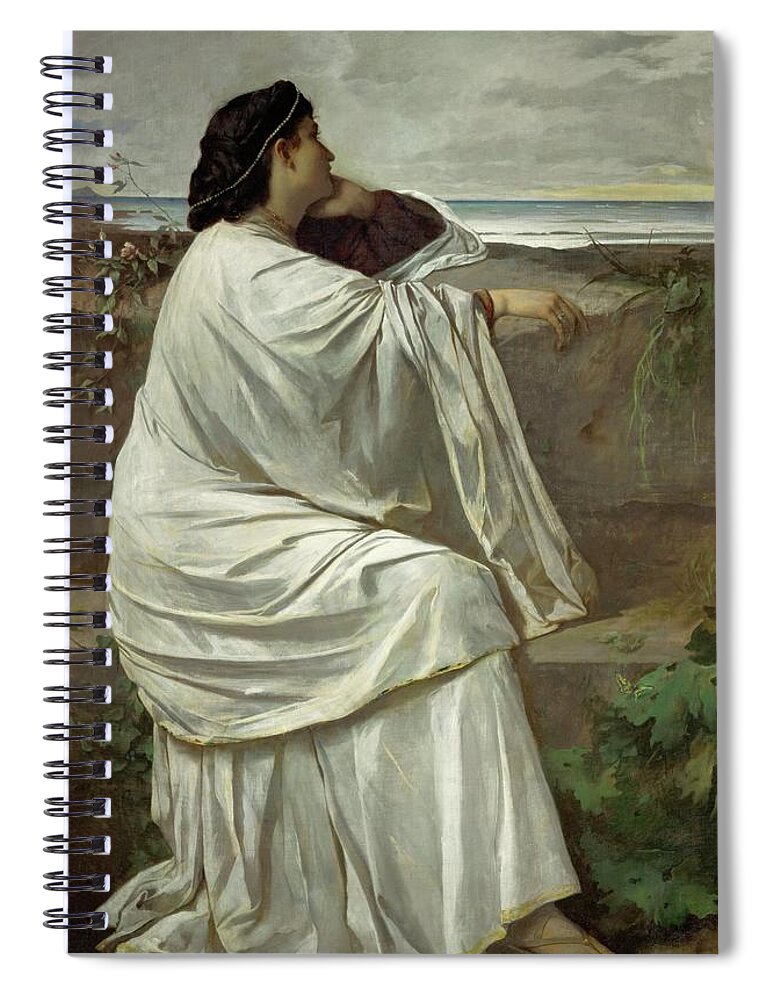 Anselm Feuerbach Spiral Notebook featuring the painting Iphigenia, Feuerbach's favourite Roman model andquot, Nanaandquot,. Oil on canvas -1871-. by Anselm Feuerbach