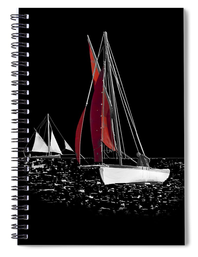 Working Boat Spiral Notebook featuring the photograph Isolated Yacht Carrick Roads on a transparent background by Terri Waters