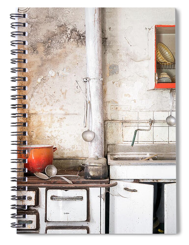 Kitchen Spiral Notebook featuring the photograph Italian Kitchen in Decay by Roman Robroek