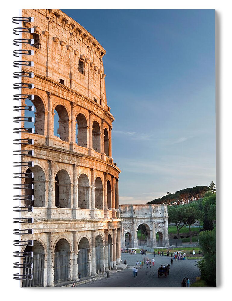 Outdoors Spiral Notebook featuring the photograph Italy, Rome, The Colosseum, Sunset by Travelpix Ltd