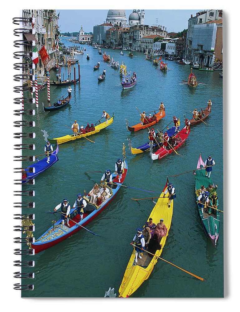 Celebration Spiral Notebook featuring the photograph Italy, Veneto, Venise, Regatta Storica by Tuul & Bruno Morandi