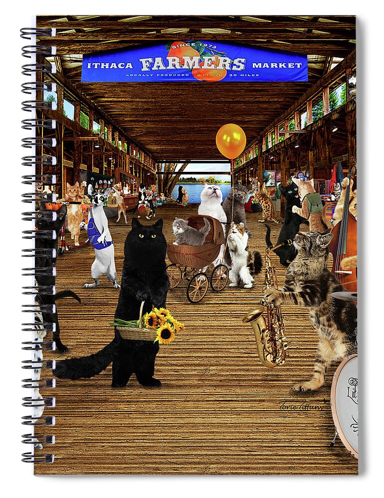 Comic Art Spiral Notebook featuring the digital art Ithacats by Torie Tiffany