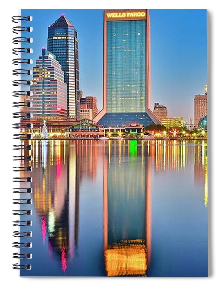 Jacksonville Spiral Notebook featuring the photograph Jacksonville Reflecting by Frozen in Time Fine Art Photography