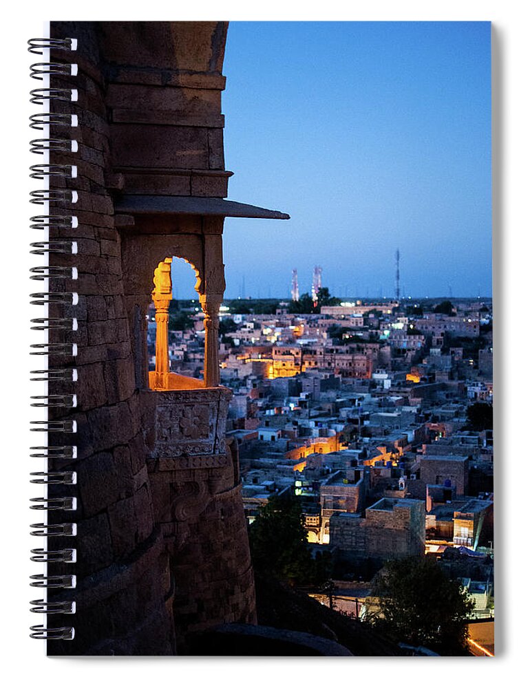 Arch Spiral Notebook featuring the photograph Jaisalmer Fort With Cityscape by Flash Parker