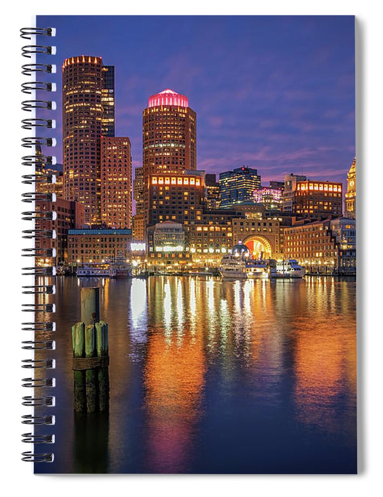 Boston Spiral Notebook featuring the photograph January Sunset at Fan Pier by Kristen Wilkinson