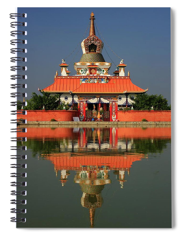 Tranquility Spiral Notebook featuring the photograph Japanis Temple At Lumbini, Nepal by Nadeem Khawar