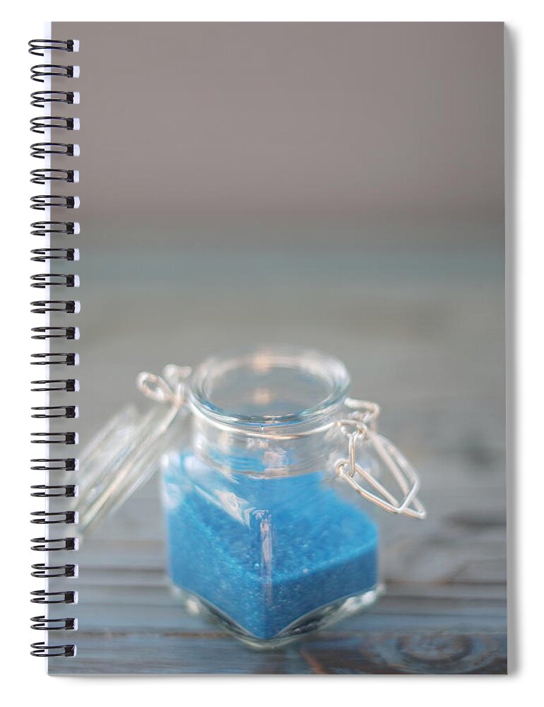 Sprinkles Spiral Notebook featuring the photograph Jar Of Blue Sprinkles by Shawna Lemay