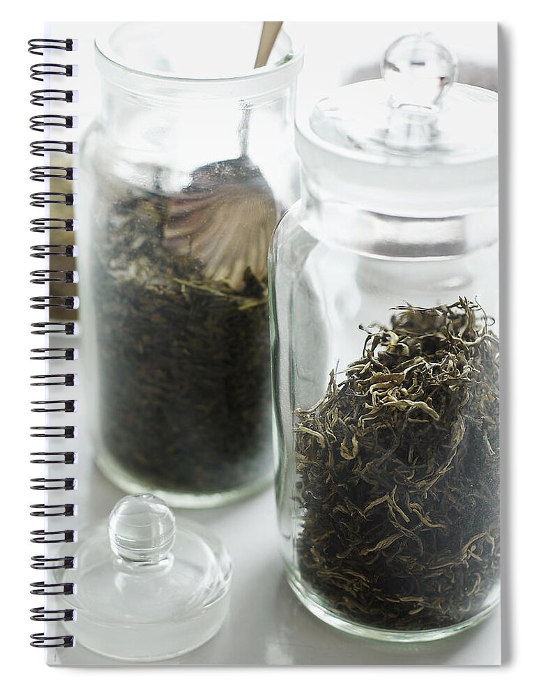 Storage Compartment Spiral Notebook featuring the photograph Jars Of Loose Tea by Alexandra Grablewski