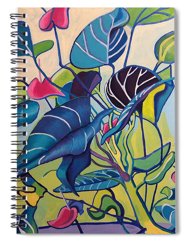 Jungle Spiral Notebook featuring the painting Jens Jungle by Debra Bretton Robinson