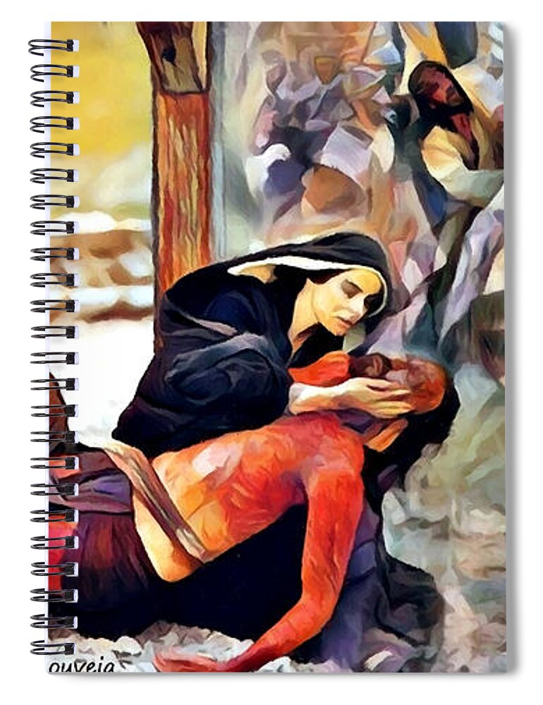 Jesus Spiral Notebook featuring the mixed media Jesus of Nazareth by Carl Gouveia