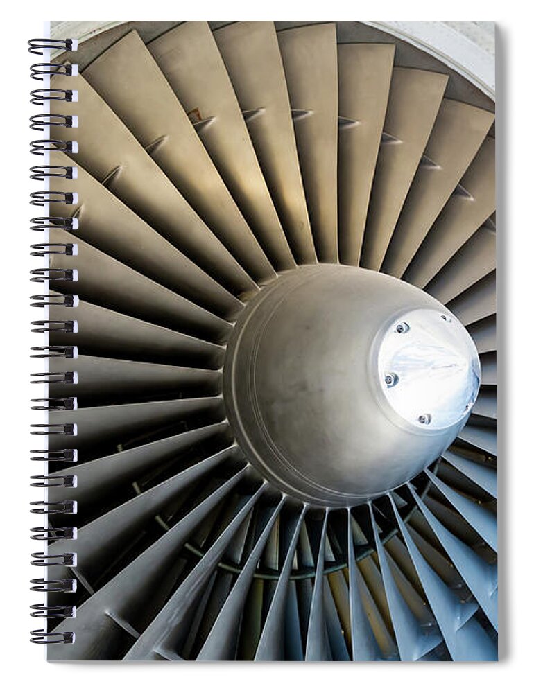 Wind Spiral Notebook featuring the photograph Jet Engine Blades Closeup by Nomadsoul1