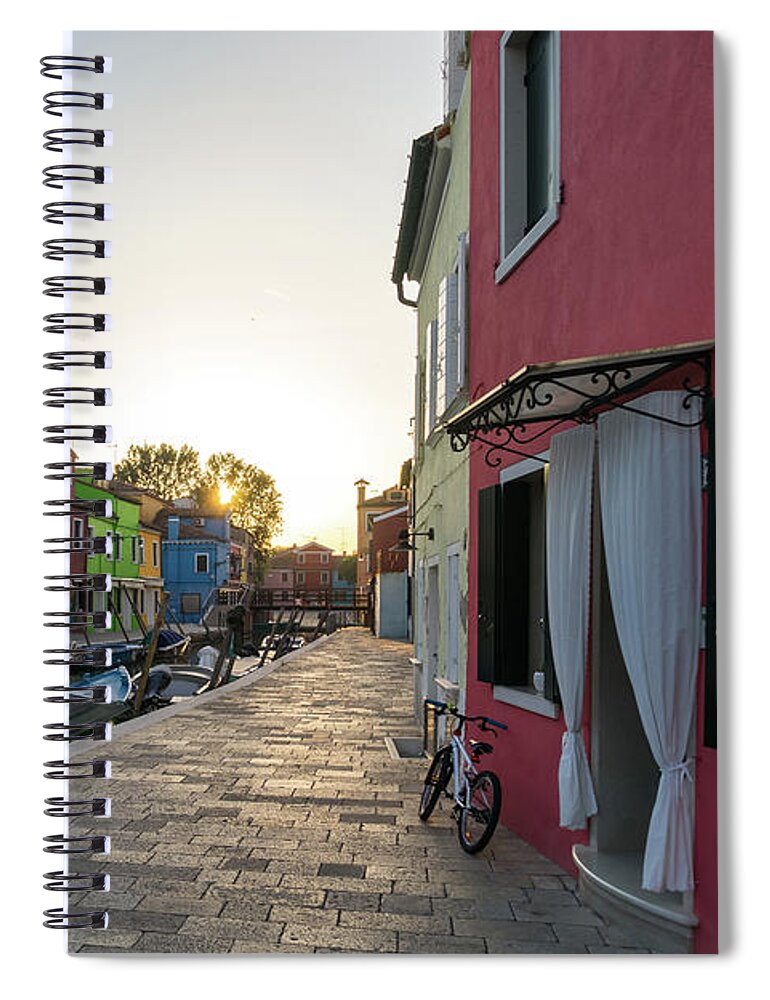 Georgia Mizuleva Spiral Notebook featuring the photograph Jewel-toned Island - Summer Day Finale on Isola di Burano Venice Italy by Georgia Mizuleva