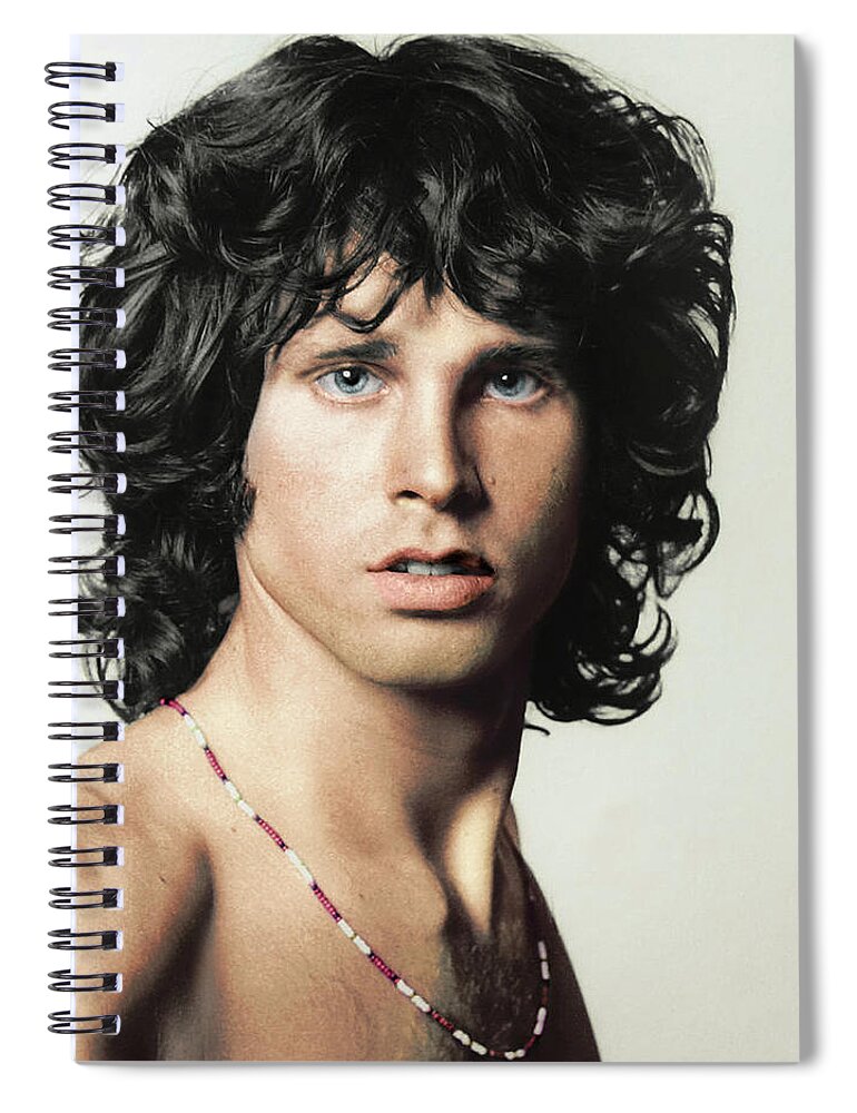 Jimmorrison Thedoors Rocknroll Rock#casingfoto Raymanzarek Music#club Jimmorrisonquote Spiral Notebook featuring the photograph Jim Morrison NYC 1967 by Franchi Torres