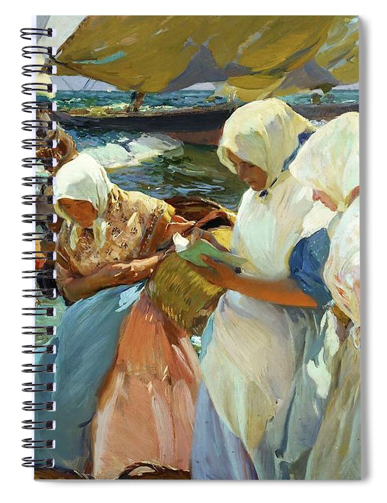 Joaquin Sorolla Spiral Notebook featuring the painting Joaquin Sorolla / 'Women of Valencia at the Beach', 1915, Oil on canvas, 93 x 126 cm. by Joaquin Sorolla -1863-1923-
