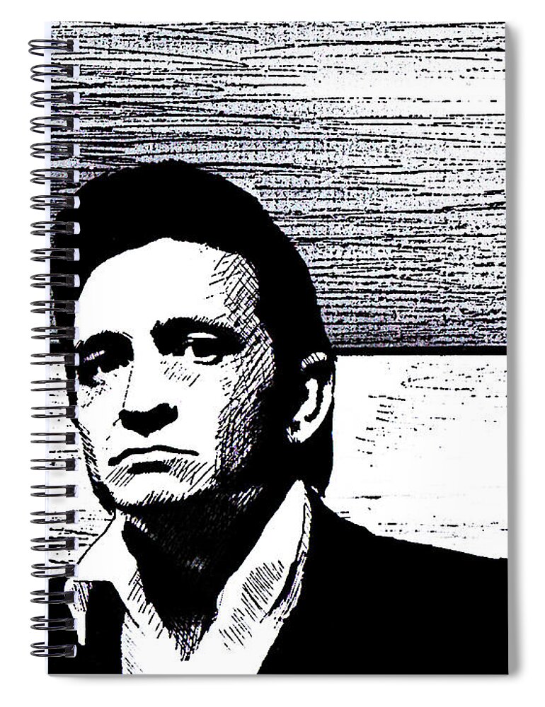 Johnny Cash Spiral Notebook featuring the painting Johnny Cash by Stephen Humphries