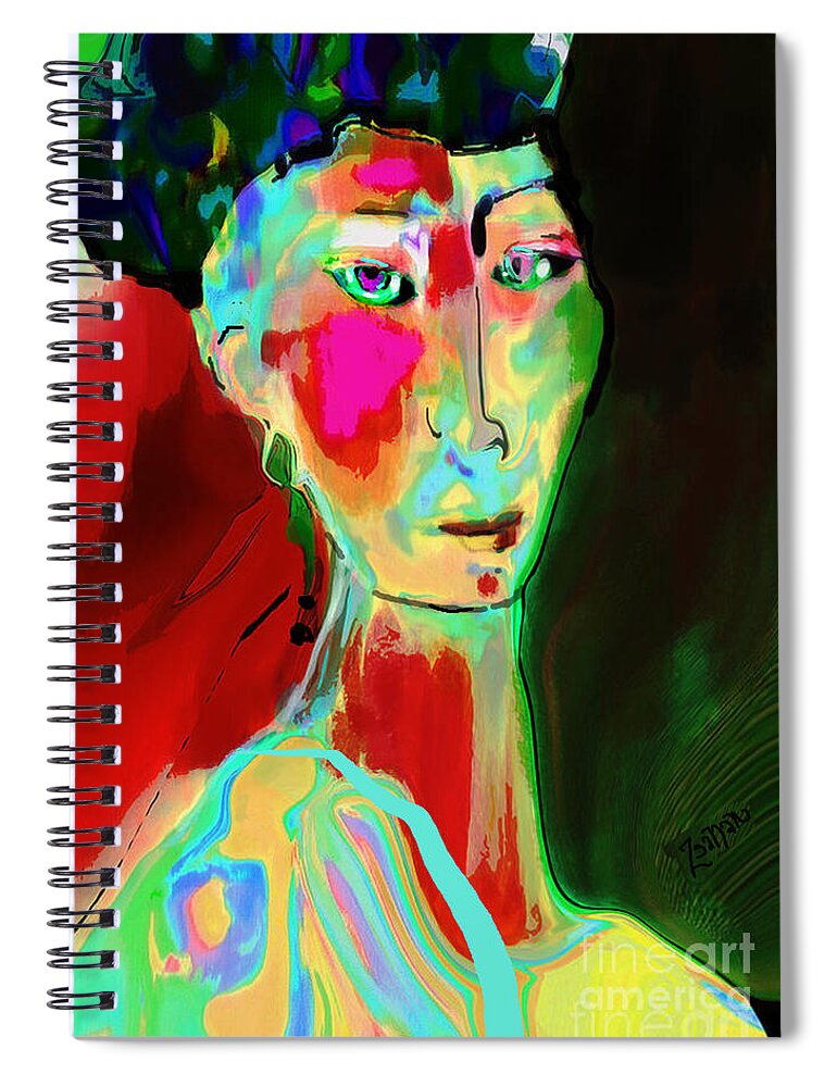 Digital Rendering Spiral Notebook featuring the mixed media Josei en Fauve by Zsanan Studio
