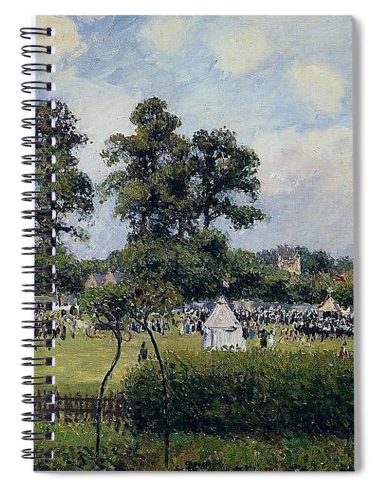 Camille Pissarro Spiral Notebook featuring the painting Jubilie Celebration at Bedford Park, London, 1987 by Camille Pissarro