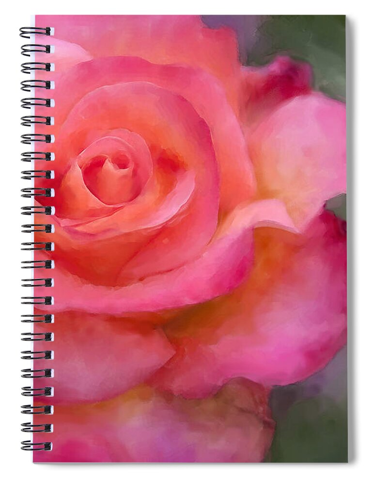 Painted Rose Spiral Notebook featuring the painting Judy's Rose by Jeanette Mahoney