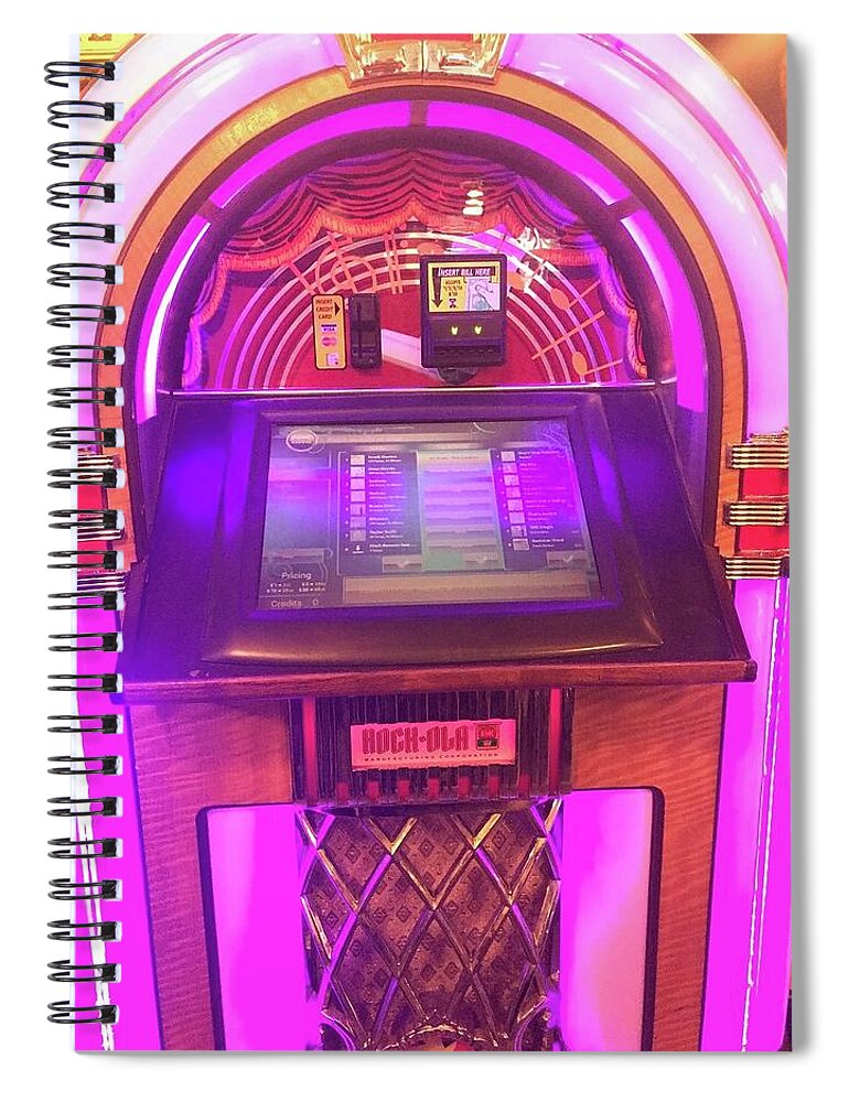  Spiral Notebook featuring the digital art Jukebox Hero by Cindy Greenstein