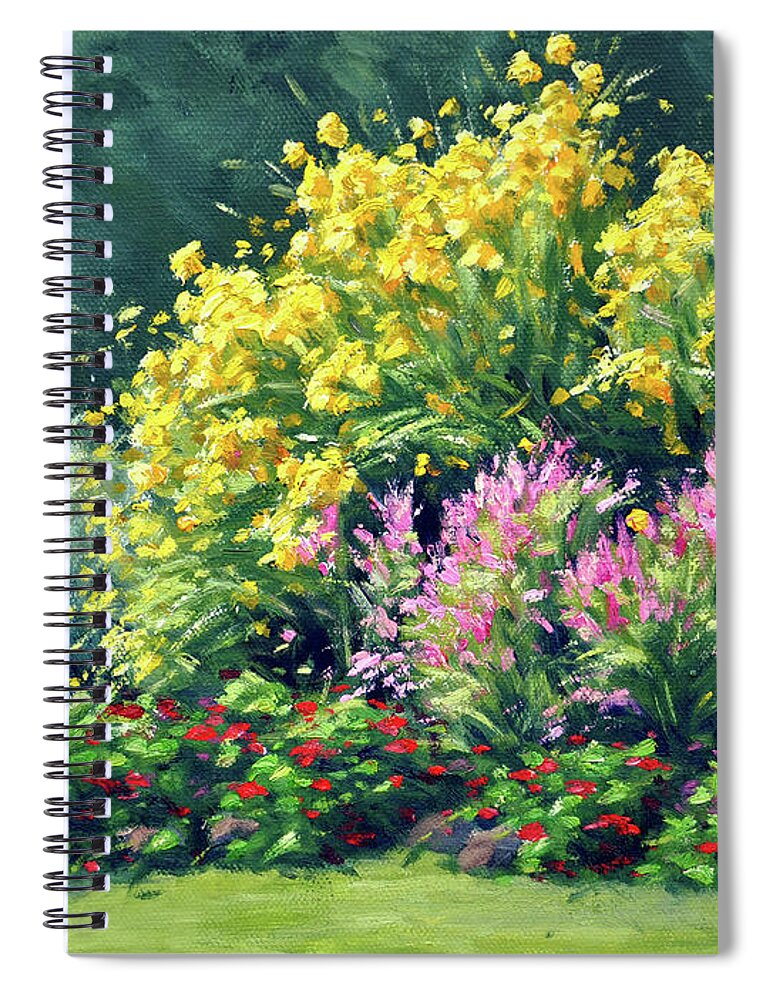 Garden Spiral Notebook featuring the painting July's Garden by Rick Hansen